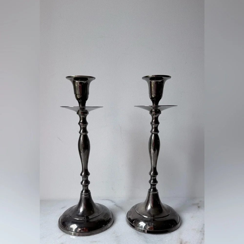Elegant Silver Candlestick Holders set of 2. 9.5” high